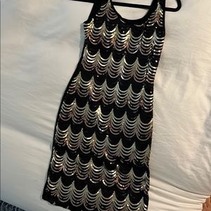 Pink blush maternity sequin black dress